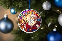 Stained Glass Christmas Round Ornament Sublimation Product Image 4