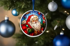 Stained Glass Christmas Round Ornament Sublimation Product Image 4