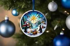 Stained Glass Christmas Round Ornament Sublimation Product Image 4