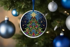 Stained Glass Christmas Round Ornament Sublimation Product Image 4