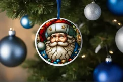 Stained Glass Christmas Round Ornament Sublimation Product Image 4