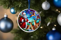 Stained Glass Christmas Round Ornament Sublimation Product Image 4