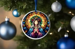 Stained Glass Christmas Round Ornament Sublimation Product Image 4