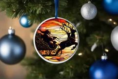 Stained Glass Christmas Round Ornament Sublimation Product Image 4