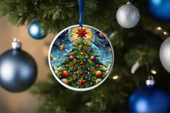 Stained Glass Christmas Round Ornament Sublimation Product Image 4