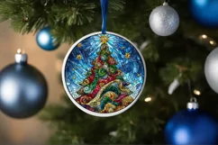 Stained Glass Christmas Round Ornament Sublimation Product Image 4