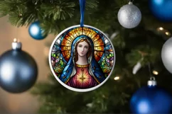 Stained Glass Christmas Round Ornament Sublimation Product Image 4