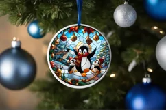 Stained Glass Christmas Round Ornament Sublimation Product Image 4