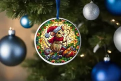 Stained Glass Christmas Round Ornament Sublimation Product Image 4