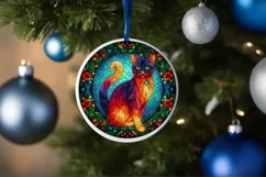 Stained Glass Christmas Round Ornament Sublimation Product Image 4