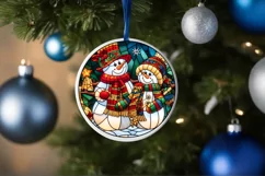 Stained Glass Christmas Round Ornament Sublimation Product Image 4