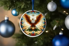 Stained Glass Christmas Round Ornament Sublimation Product Image 4