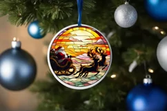 Stained Glass Christmas Round Ornament Sublimation Product Image 4