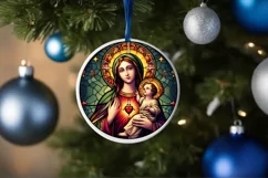 Stained Glass Christmas Round Ornament Sublimation Product Image 4