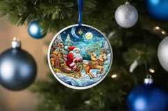 Stained Glass Christmas Round Ornament Sublimation Product Image 4