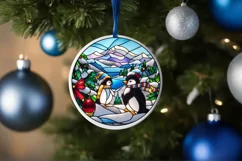 Stained Glass Christmas Round Ornament Sublimation Product Image 4