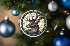 Stained Glass Christmas Round Ornament Sublimation Product Image 4