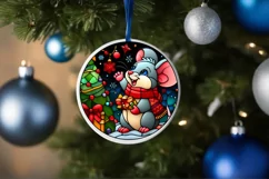 Stained Glass Christmas Round Ornament Sublimation Product Image 4