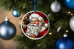 Stained Glass Christmas Round Ornament Sublimation Product Image 4