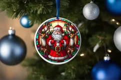 Stained Glass Christmas Round Ornament Sublimation Product Image 4