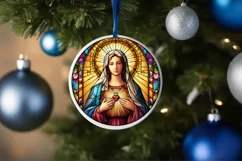 Stained Glass Christmas Round Ornament Sublimation Product Image 4
