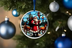 Stained Glass Christmas Round Ornament Sublimation Product Image 4