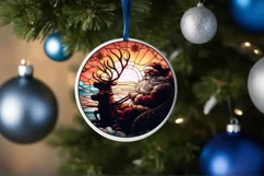 Stained Glass Christmas Round Ornament Sublimation Product Image 4