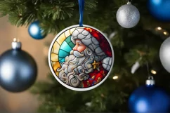 Stained Glass Christmas Round Ornament Sublimation Product Image 4
