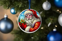 Stained Glass Christmas Round Ornament Sublimation Product Image 4