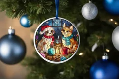 Stained Glass Christmas Round Ornament Sublimation Product Image 4