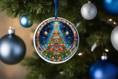 Stained Glass Christmas Round Ornament Sublimation Product Image 4