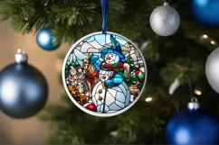 Stained Glass Christmas Round Ornament Sublimation Product Image 4