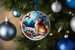 Stained Glass Christmas Round Ornament Sublimation Product Image 4