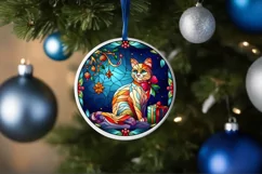 Stained Glass Christmas Round Ornament Sublimation Product Image 4