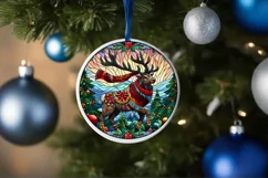 Stained Glass Christmas Round Ornament Sublimation Product Image 4