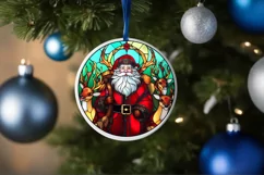 Stained Glass Christmas Round Ornament Sublimation Product Image 4
