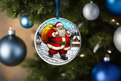 Stained Glass Christmas Round Ornament Sublimation Product Image 4