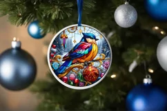 Stained Glass Christmas Round Ornament Sublimation Product Image 4