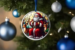Stained Glass Christmas Round Ornament Sublimation Product Image 4