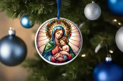 Stained Glass Christmas Round Ornament Sublimation Product Image 4