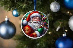 Stained Glass Christmas Round Ornament Sublimation Product Image 4