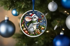 Stained Glass Christmas Round Ornament Sublimation Product Image 4
