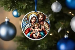 Stained Glass Christmas Round Ornament Sublimation Product Image 4