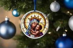Stained Glass Christmas Round Ornament Sublimation Product Image 4