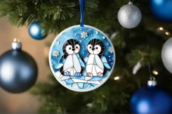 Stained Glass Christmas Round Ornament Sublimation Product Image 4
