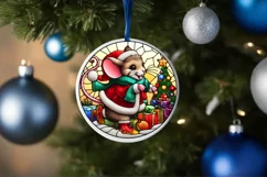Stained Glass Christmas Round Ornament Sublimation Product Image 4