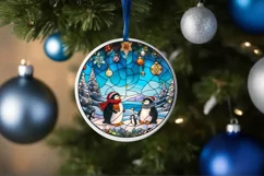 Stained Glass Christmas Round Ornament Sublimation Product Image 4