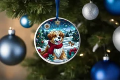 Stained Glass Christmas Round Ornament Sublimation Product Image 4