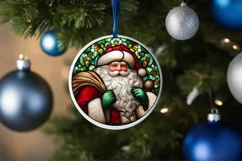 Stained Glass Christmas Round Ornament Sublimation Product Image 4