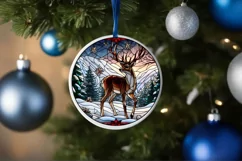Stained Glass Christmas Round Ornament Sublimation Product Image 4